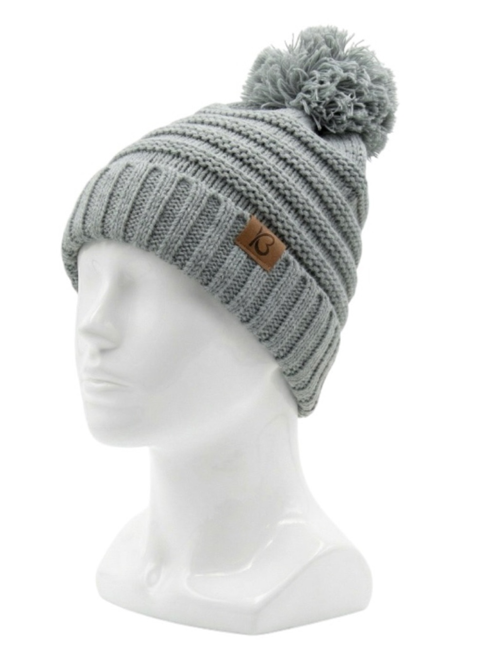 K & B Snowball Fight Pom Pom Beanie, Light Gray (NWT) (Size: OSFM)